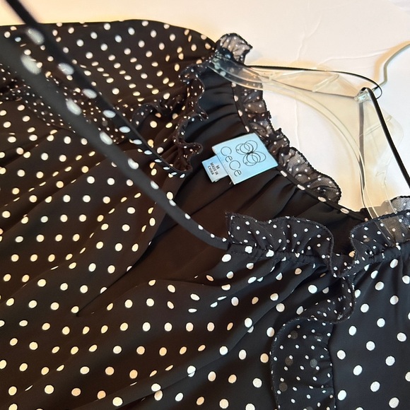 Cece polka dot French cafe dress/ Rich Black with white dots Size Medium - Picture 10 of 16